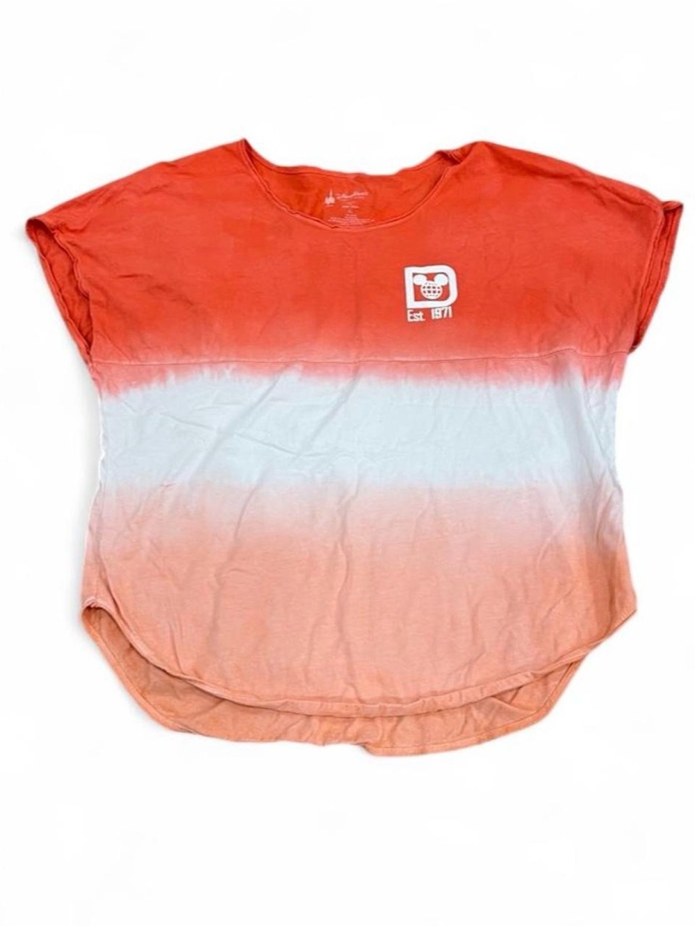 Disney Parks Orange Dip Dye T Shirt Mickey Est 1971 Short Sleeve Size XL